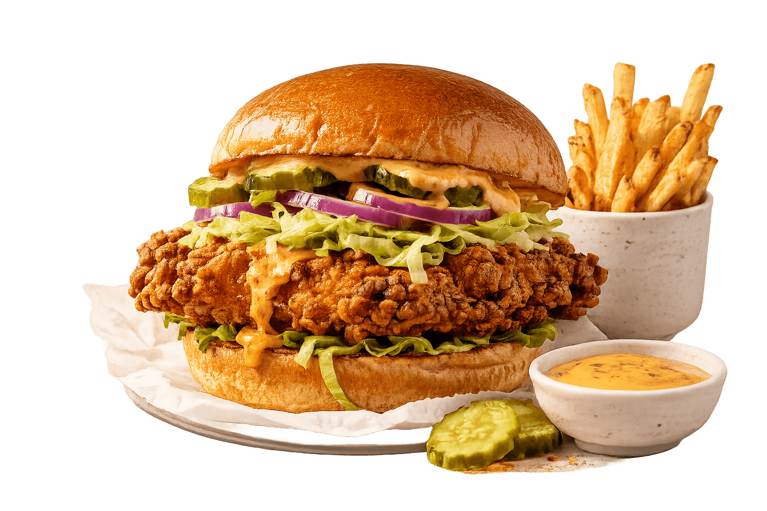 Crispy chicken sandwich.